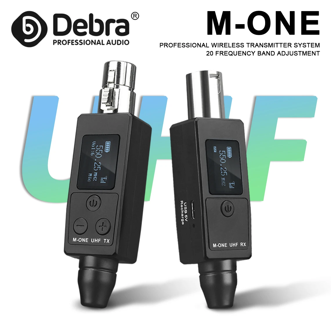 

M-ONE Portable wireless transmitter and receiver system, stable transmission without delay, 50m range, for wired microphone