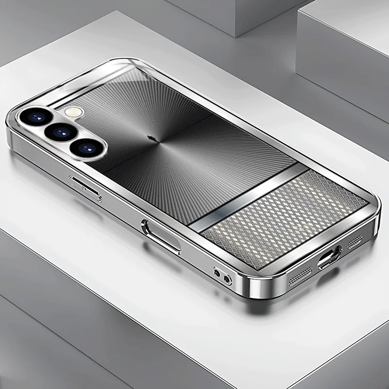 

Artistic style minimalist silver-plated glass phone case, suitable for Samsung S26/S25, S24/S23/S22/S21/S20, etc. models