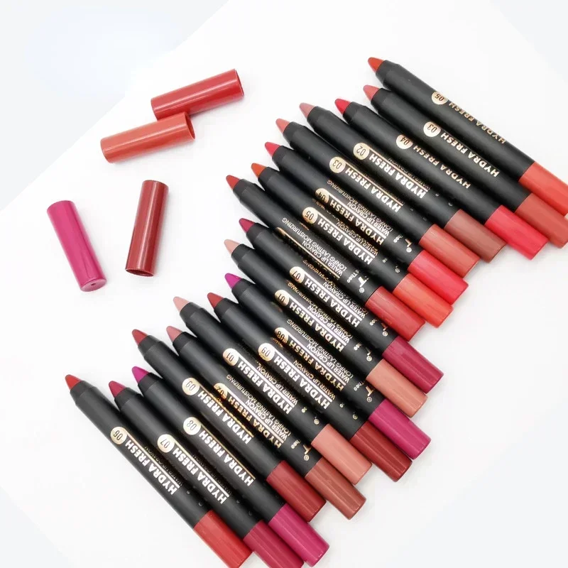 Lápis de batom de veludo fosco, à prova d'água, longa duração, sexy, vermelho, copo antiaderente, maquiagem, lápis de matiz labial, cosméticos, 9 cores