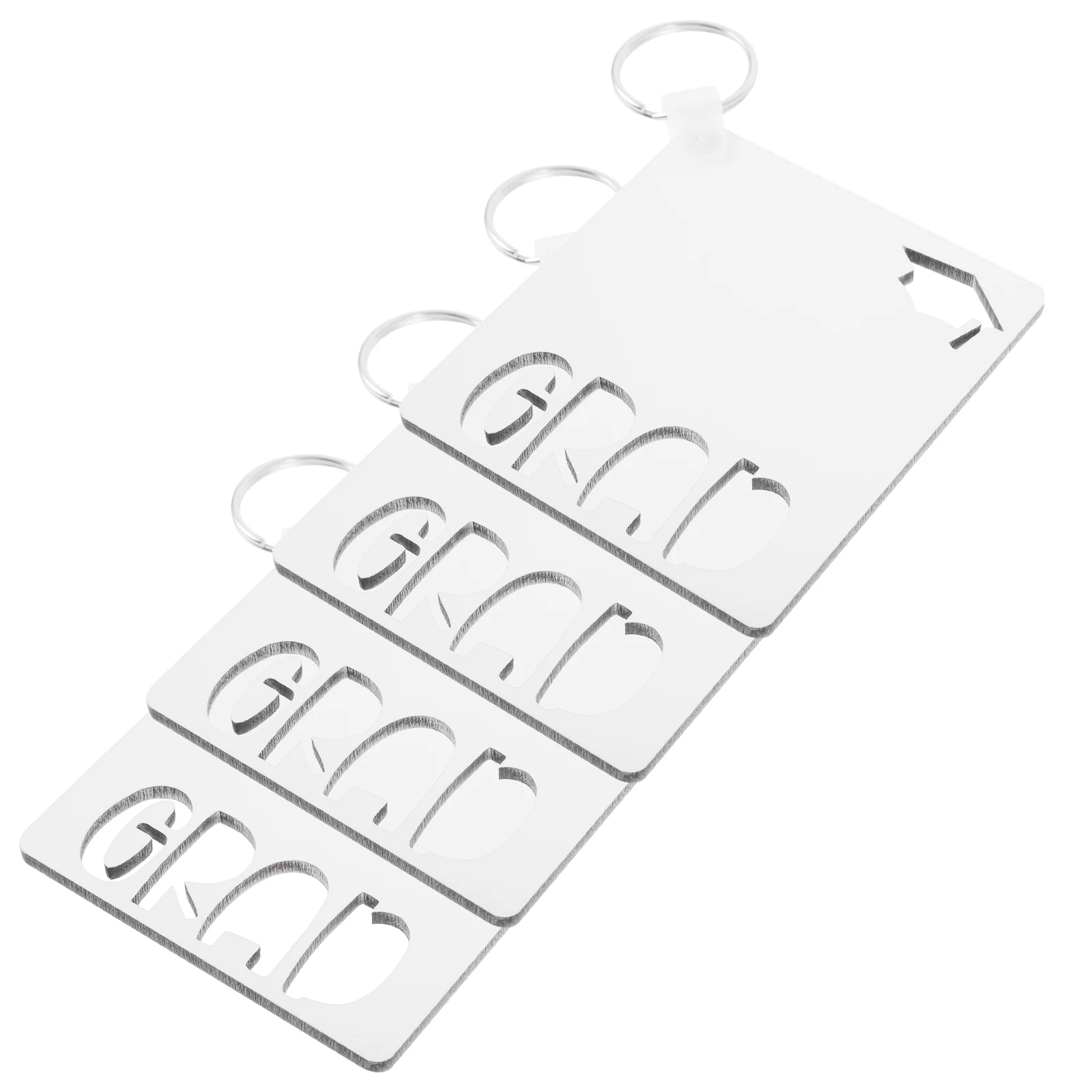 

4pcs Blank Sublimation Keychains Diy Graduation Gift Heat Transfer Ornament Wood Keychain Decor Pendant Craft Unfinished Ring