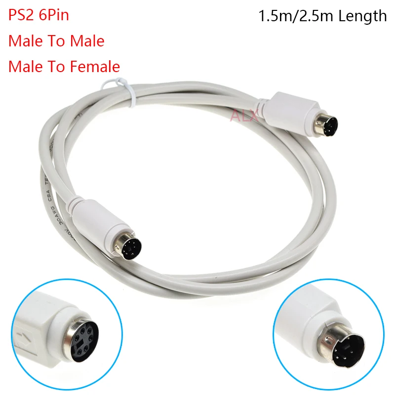 1Pcs 6 Pin PS2 PS/2 Male To Male/Male To Female Extender Cable Adapter Joiner Connector 6Pin Keyboard Mouse Extension Cable Wire