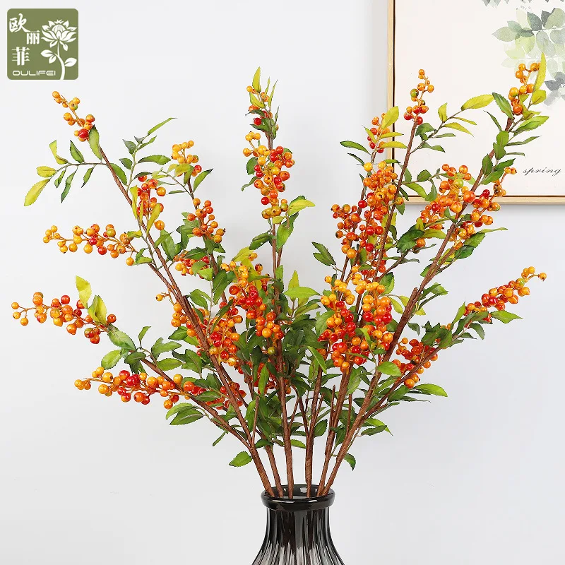 

Холли фрукты искусственные цветы ветка букет цветочная композиция DIY свадебная вечеринка украшение дома реквизит моделирование растений цветок