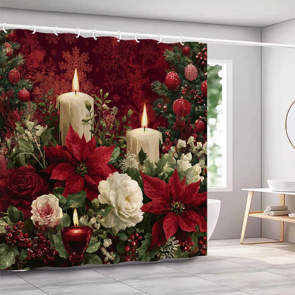 

Christmas tree Print Bathing Curtain Bathroom Happy New Year Shower Curtain With Hooks bathroom home decor and accessories