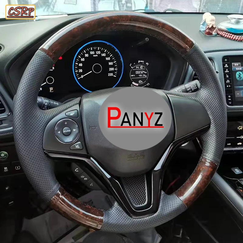Hand Stitched Car Steering Wheel Cover for Honda City Jazz 2014-2019 HRV HR-V 2016-2020 Vezel 2015-2017 carbon fider accessory