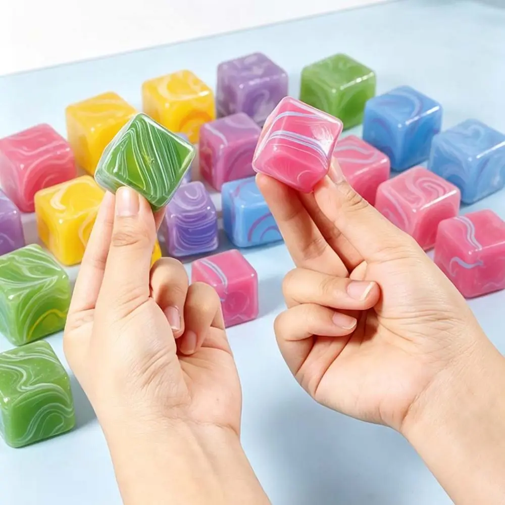 Slow Rising Ice Cube Squishy Toy Slow Rebound Soft TPR Ice Cube Fidget Toy Colorful Transparent Sensory Fidget Toy Daily Use