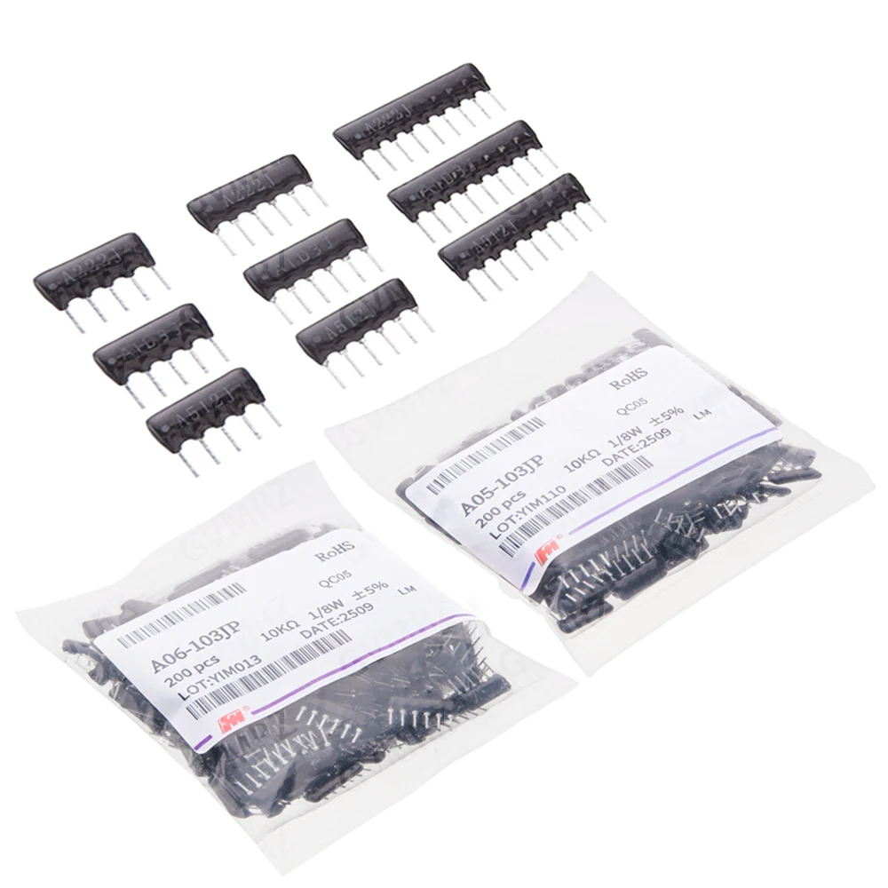 10pcs 220R 330R 470R 510R 560R 1K 1.5K 2K 2.2K 3K 5PIN 6PIN 9PIN exclusion Network Resistor array DIP 10K 20K 30K