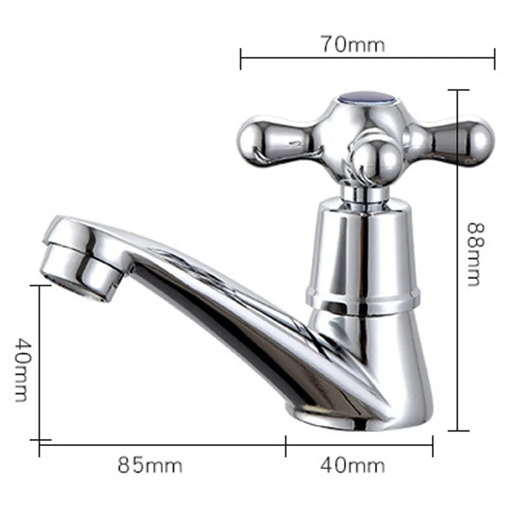 Practical High Quality New Basin Tap Water Faucet Zinc Alloy Accessories Bathroom Chrome Cold Taps Knobs Silver