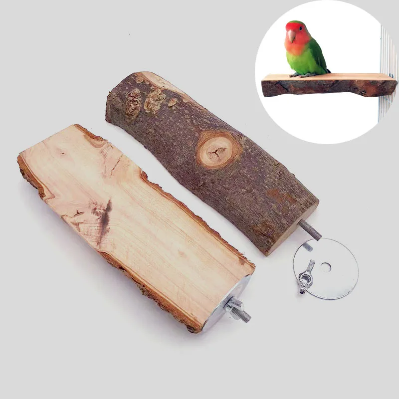 15cm Wide Natural Wood Pet Parrot Raw Wood Fork Tree Branch Stand Rack Squirrel Bird Hamster Branch Perches Chew Bite Toys Stick