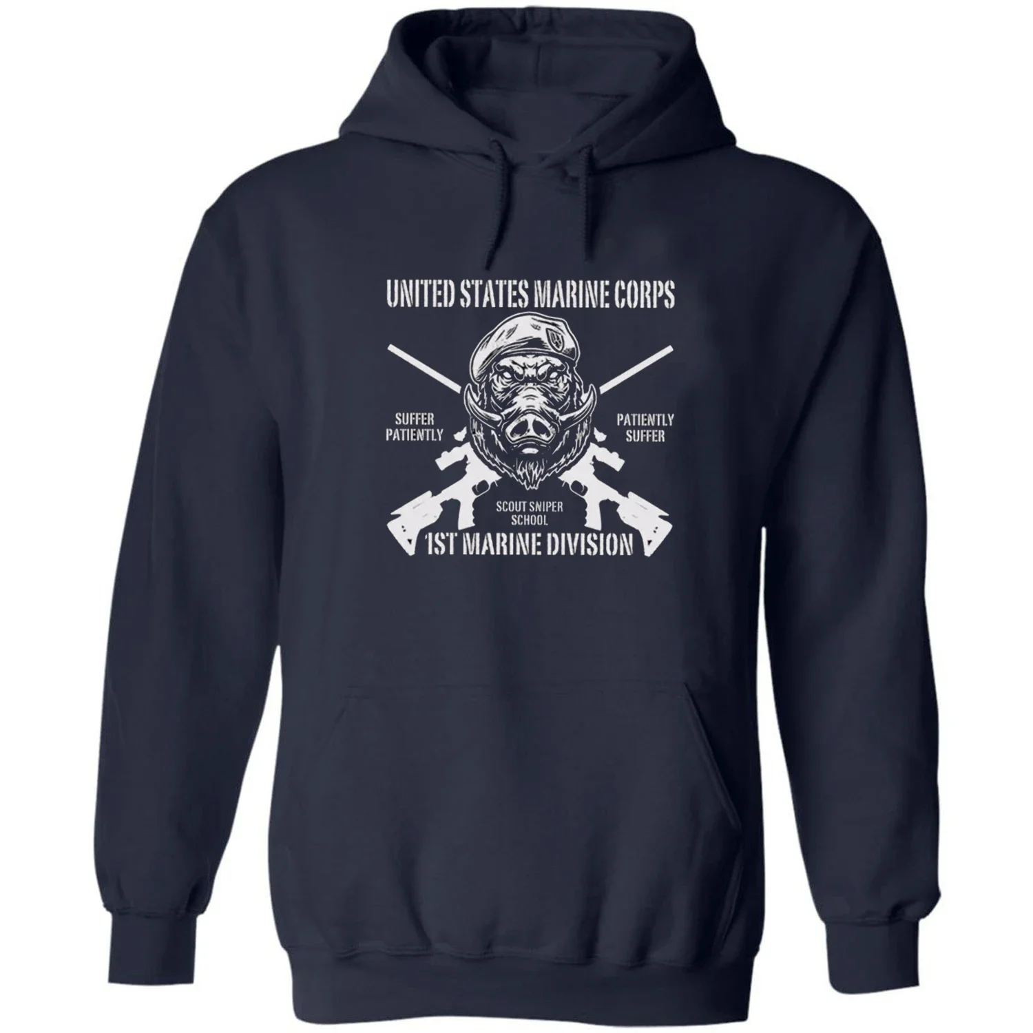 US Marine Corps Scout Sniper Quantico Marine Division Hog Pullover Hoodie Comfortable Cotton Casual Mens Sweatshirt Streetwear