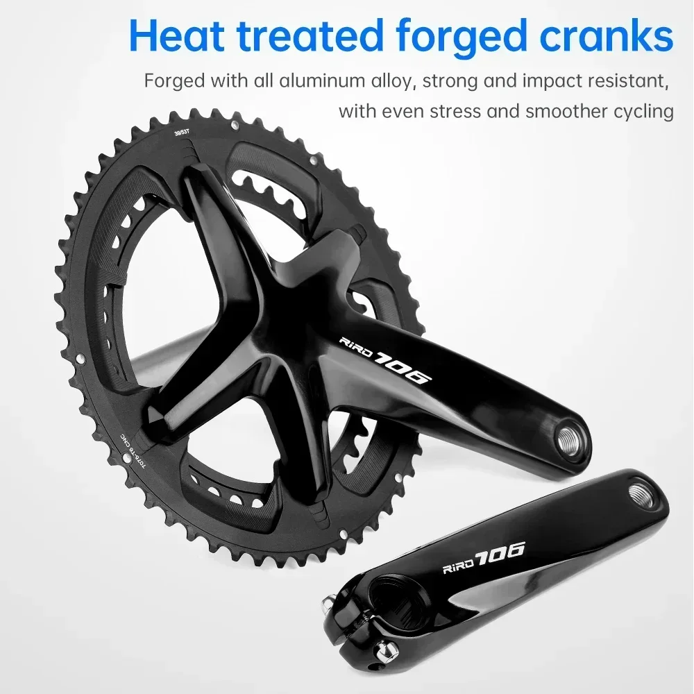 RIRO 706 Road Bike Intergrated Crankset 110BCD 170mm 50-34T/53-39TDouble Chainrings Sprockets Hollow Road Bicycle Chainwheel