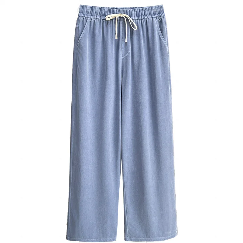 

Women's Straight Jeans, Oversized Trousers, Curve Clothes, High Waist, Stretch, Lyocell Denim Pants, Plus Size, Summer