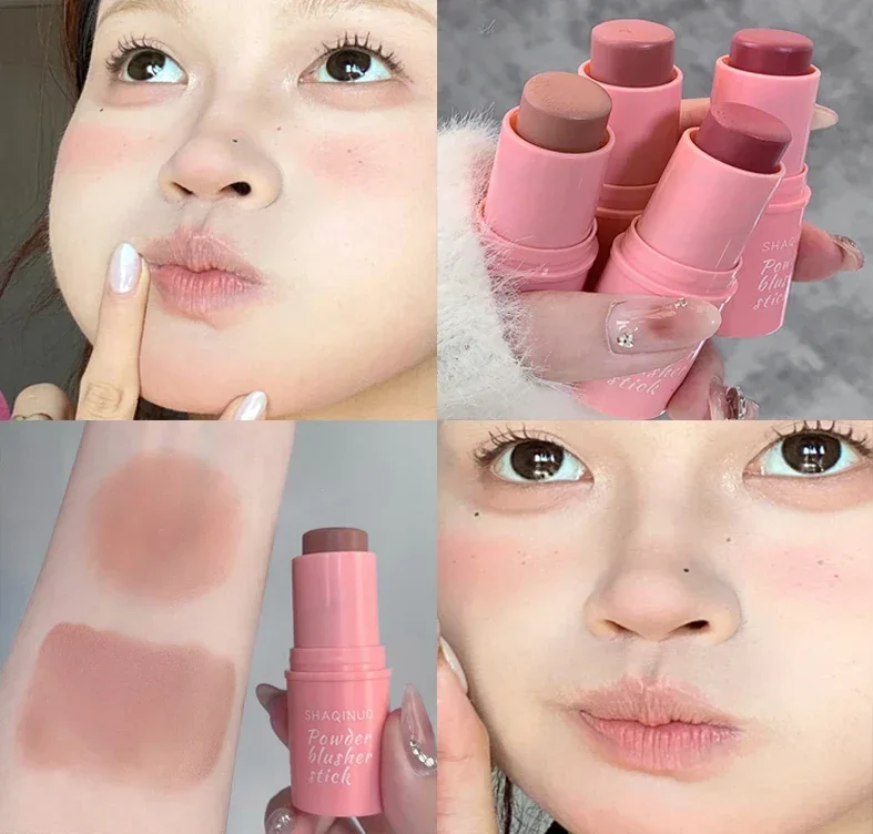 Peach Pink Blush Stick Cream Makeup Rouge Palette Cheek Contour Blush Cosmetic Blusher Stick Korean Face Makeup Rouge Cheek Tint