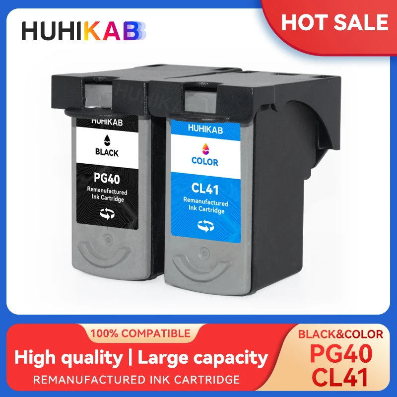 HUHIKAB Compatible con tintas Canon PG40 CL41 PG-40 CL-41 para impresora Canon Pixma MP140 MP150 MP170 MP180 MP220 MP460