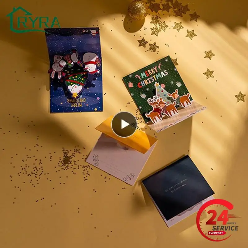 3d עד חג המולד כרטיסי ברכה עם משפחה המעטפה ברכה ברכה גלויה יום הולדת השנה החדשה חג המולד קישוט מתנות קישוט