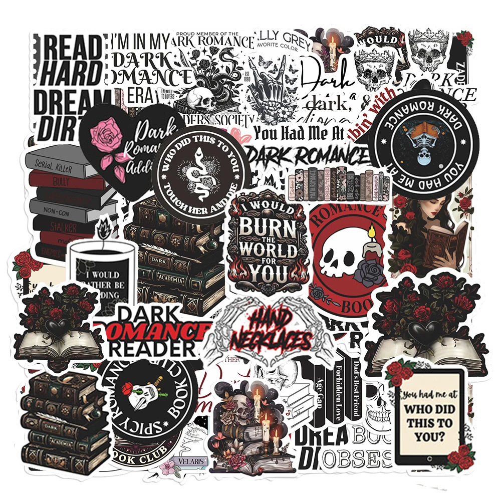 10/30/50 قطعة قارئ الرومانسية الداكنة ملصقات القوطية الجمالية الكتابة على الجدران ملصق DIY بها بنفسك محمول سجل القصاصات الغيتار كول الكرتون الشارات حزمة #2