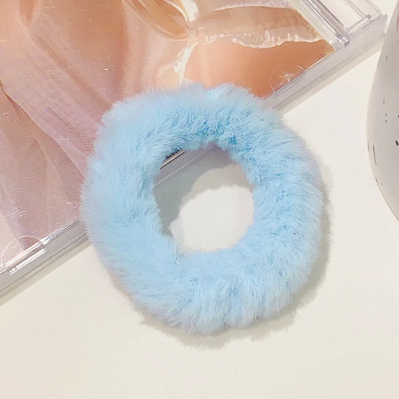 Neues buntes, flauschiges Haarband für Damen und Mädchen, Pferdeschwanzhalter, Haargummi, Plüsch-Scrunchie, Gummiband, modische Haaraccessoires