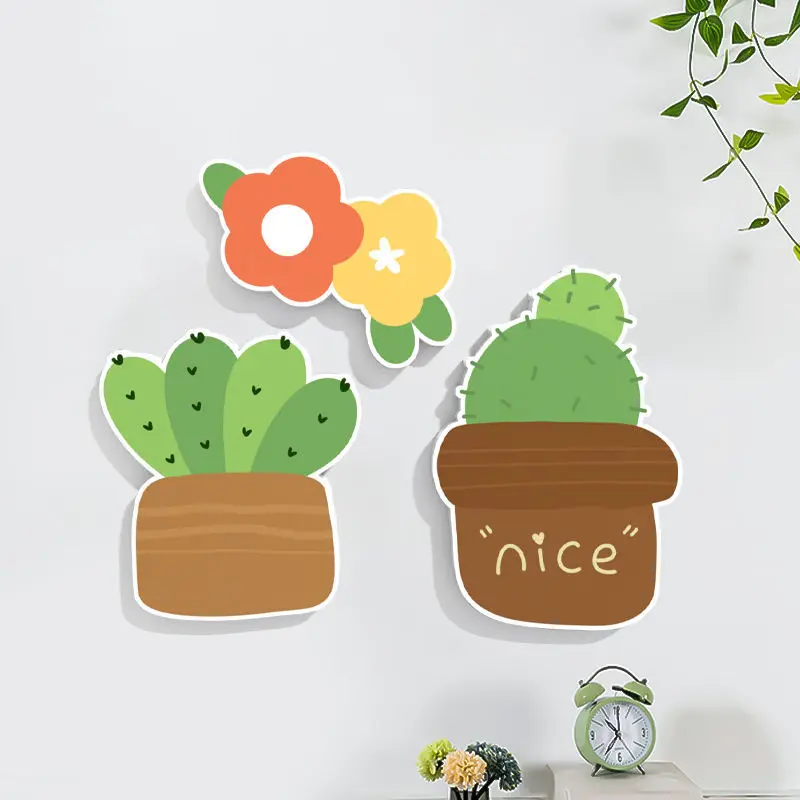 3D Wall Patching Wall Covering Decorative Stickers Room Renovation Bedroom Door Stickers Decor Cactus