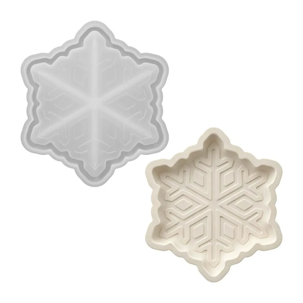 DIY Christmas Tray Mold Multi-purpose Easy Release Xmas Plate Ornament Mold Silicone Heat-resistant Epoxy Resin Plaster Wax Mold