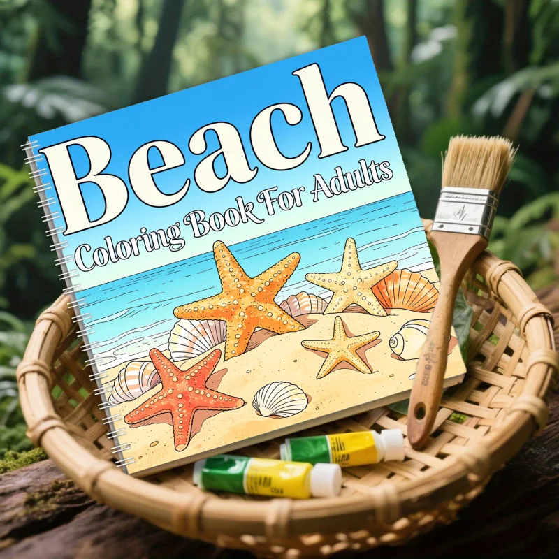 New cross-border hot-selling beach coloring book for kids - spiral bound drawing & coloring book