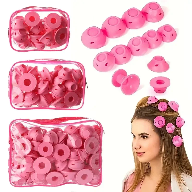 For20pc Silicone for Hair Curling Rollers Set with Mushroom Bell Shapes Spiral Design Soft Shell Construction Easy Removal Curls