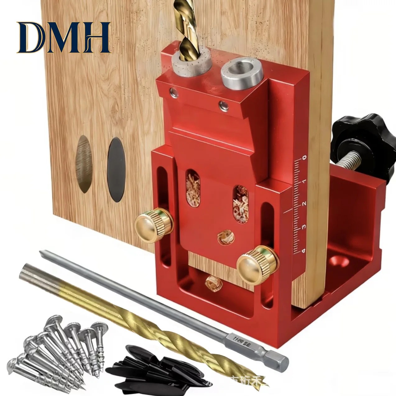 DMH-Adjustable Aluminum Alloy Oblique Hole Locator Woodworking Oblique Hole Puncher Furniture Making Wooden Board Splicing Auxil