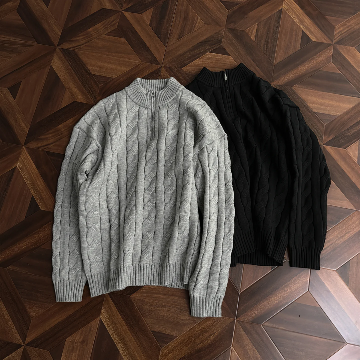 

Мужской повседневный вязаный свитер на молнии с воротником-стойкой для осени и зимы, винтажный, в стиле кэжуал, для отдыха и ношения под одеждой