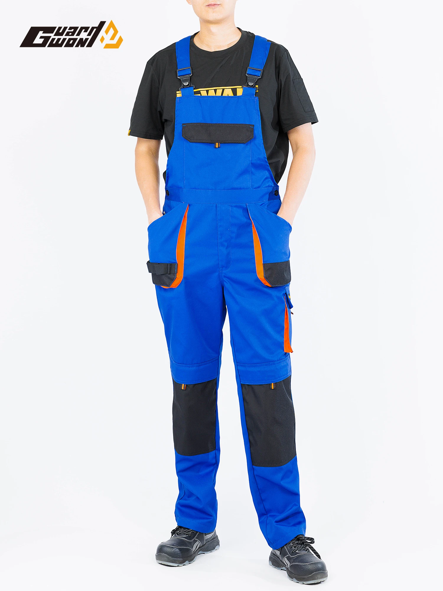 Men's Workwear Overalls Straight Leg Pants Multi-Pocket Durable Cotton Polyester Blend Casual Trousers for Auto Repair