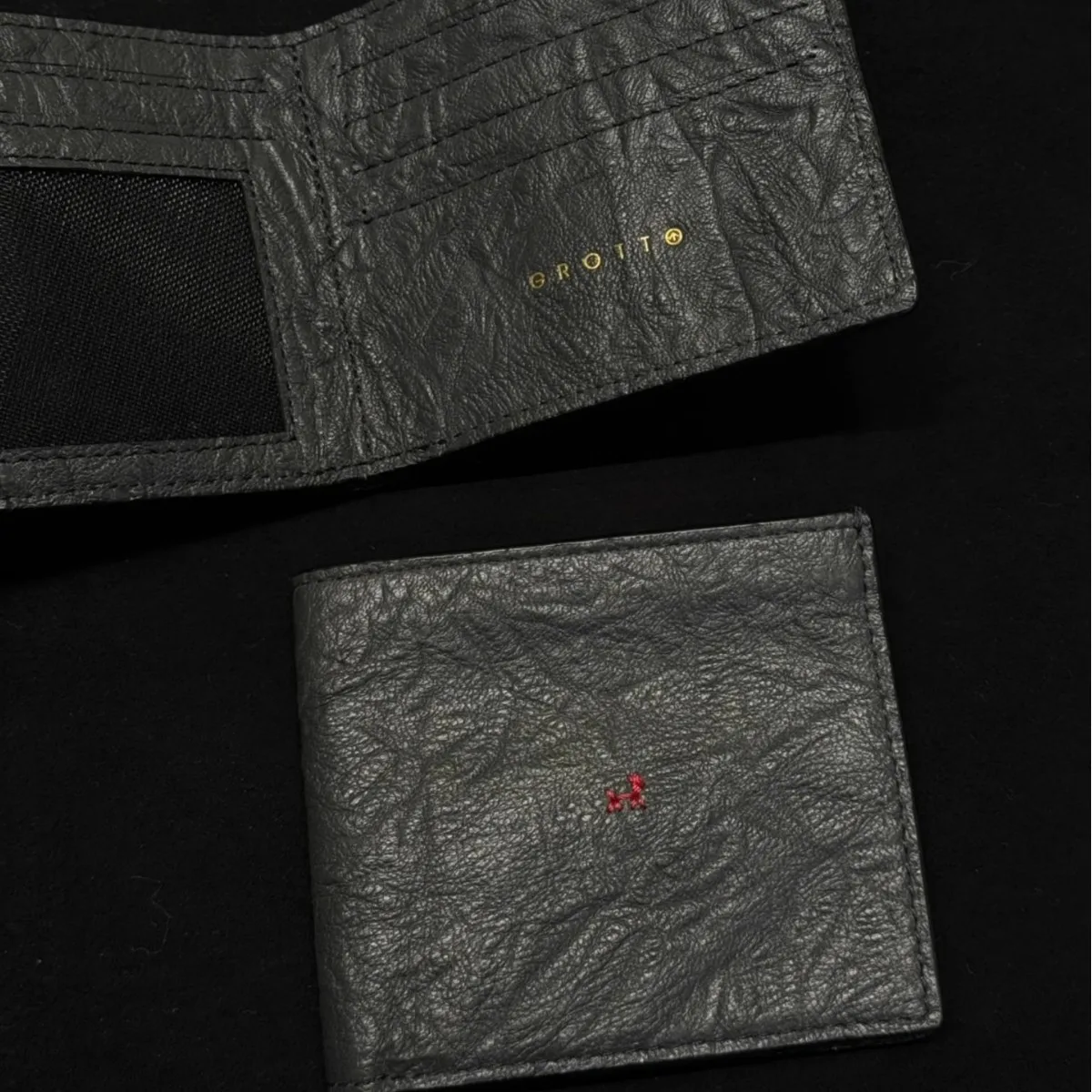 GROTTO Vegetable-Tanned Leather Genuine Leather Card Holder Wallet Designer Card Clip Wallet Gift for Couples