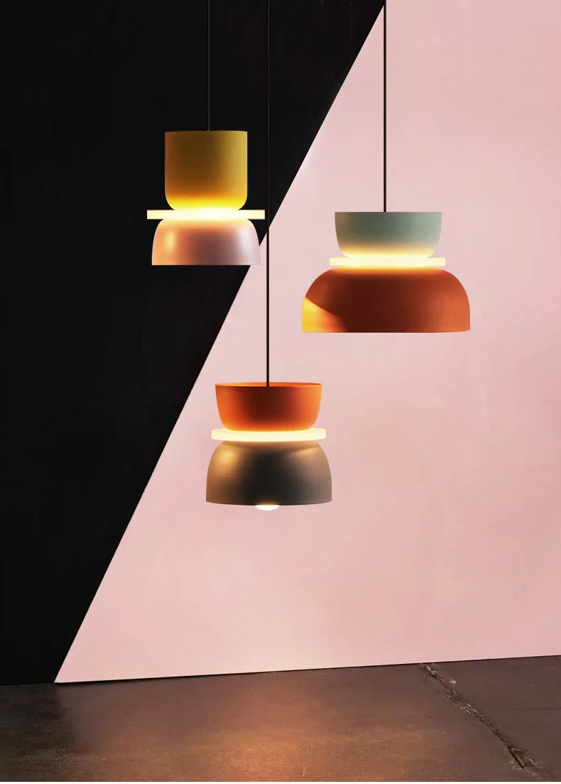 Modern Macaron Led Pendant Lamp Colorful Hanging Suspension Study Dining room Bedside Bedroom Chandelier Lighting lamp shades