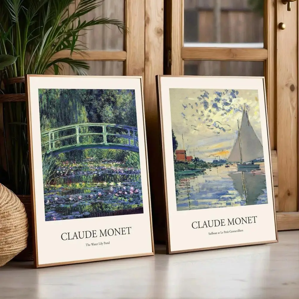 كلود مونيه ريترو النفط اللوحة الخط المضادة للتجاعيد قماش المشارك جدار جدارية الفن صور لغرفة المنزل الفضاء ديكور