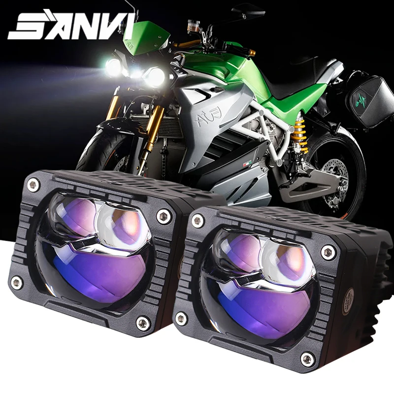 SANVI Bi LED projecteur lentille projecteur lumière auxiliaire barre lumineuse de conduite pour moto électrique ATV 4x4 voiture tout-terrain 12V 116W