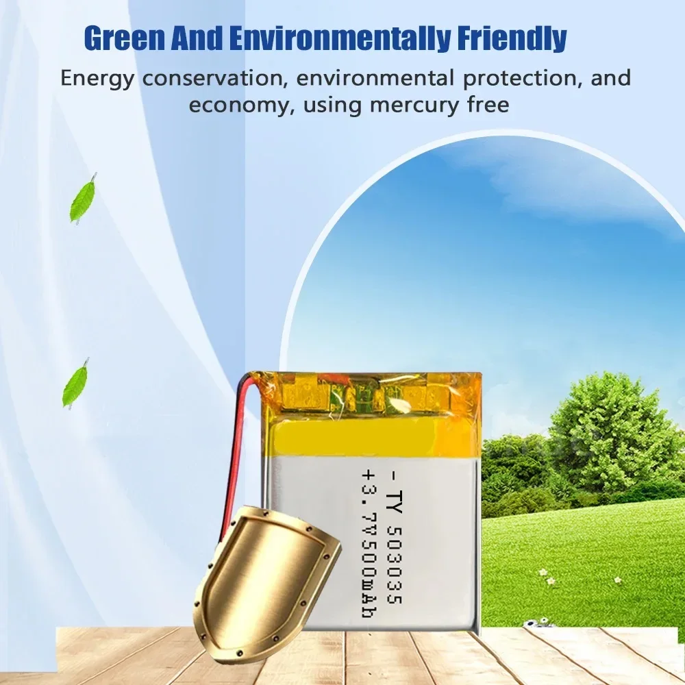 500mAh 3.7V 503035 Lithium Polymer Battery for Mobile Phone Balance Bike Bluetooth Headset Pet Water D