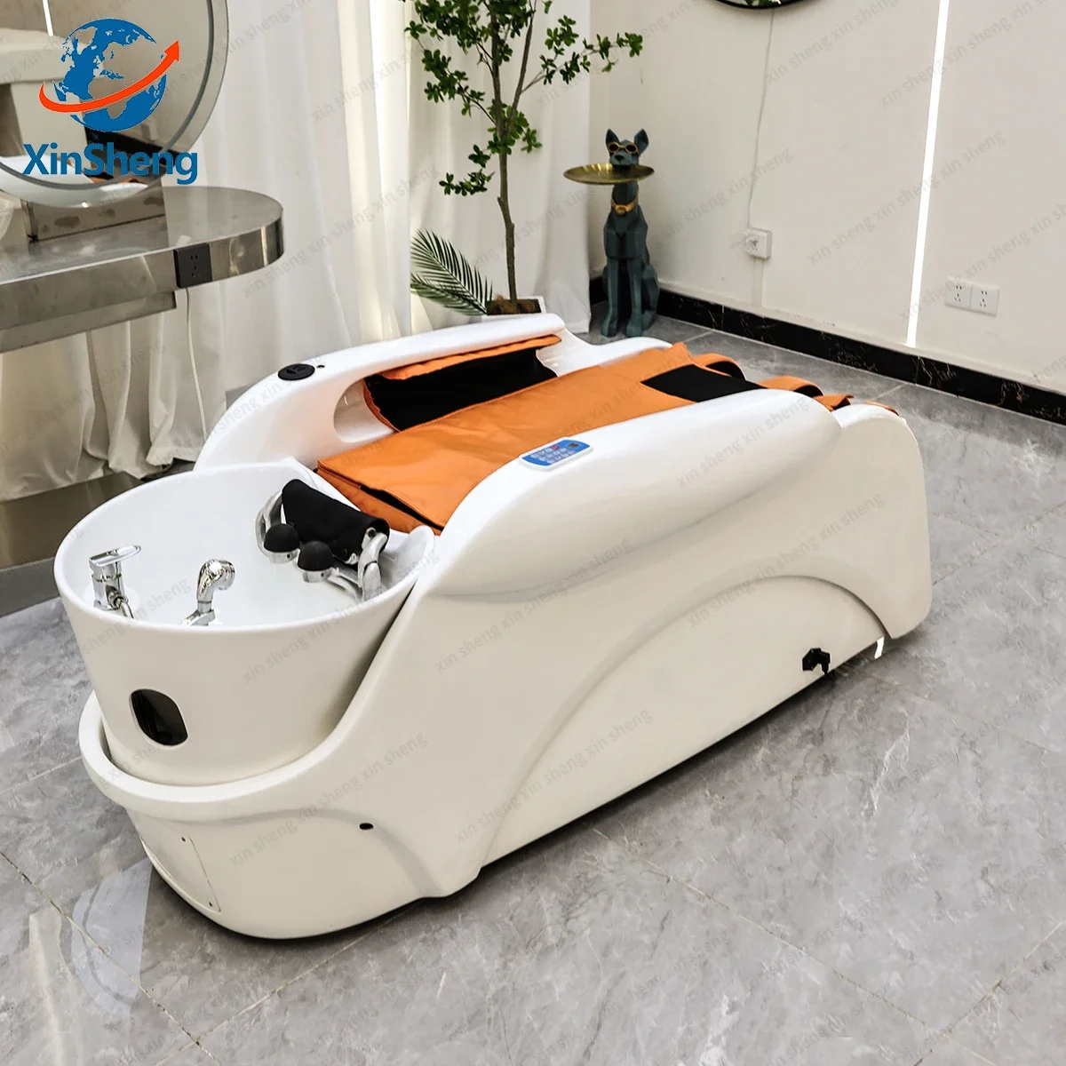 XinSheng Professional Electric Massage Bed Head SPA Salon Massage Table Hair Washing Fumigation Beds Barber Shop Smart Furniture