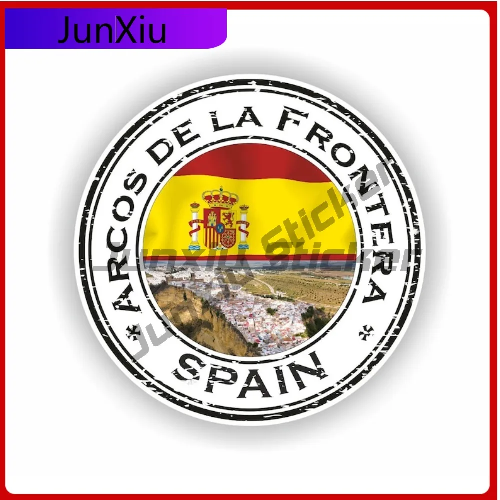 

Уникальная прочная наклейка Arcos de la Unique для мотоцикла, круглая, с художественным дизайном, наклейка Frontera, Испания, устойчивая к царапинам, уникальная, водонепроницаемая, стильная