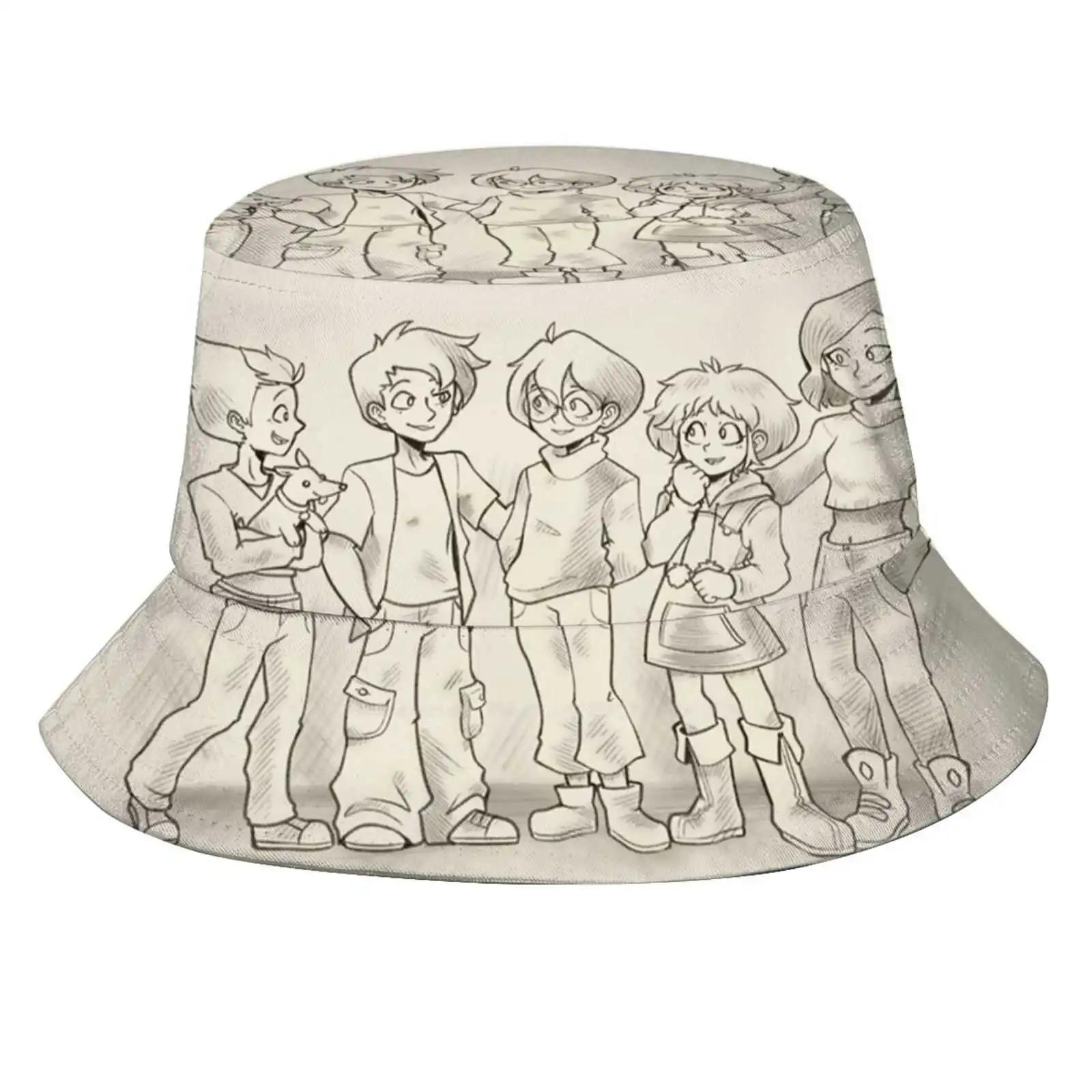 Group Photo! The Lyoko Bucket Hat Beach Tourism Hats Breathable Sun Cap Code Lyoko Aelita Yumi Ulrich Odd Jeremy Kiwi