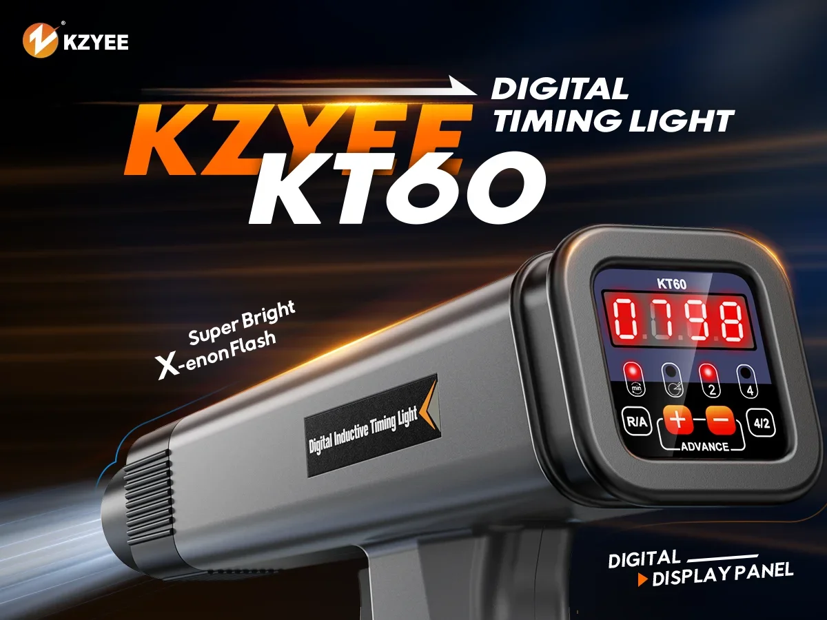 KZYEE KT60 Auto Digital 2 & 4 Takt Benzin Motor Timing Licht 12V Auto Zündung Timing Licht Induktive Strobe lampe Detektor – Detail 1