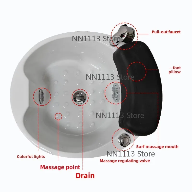 Modern Foot Spa Bath Pedicure Basin with LED Light High Quality Spa Salon Foot Massage Furniture