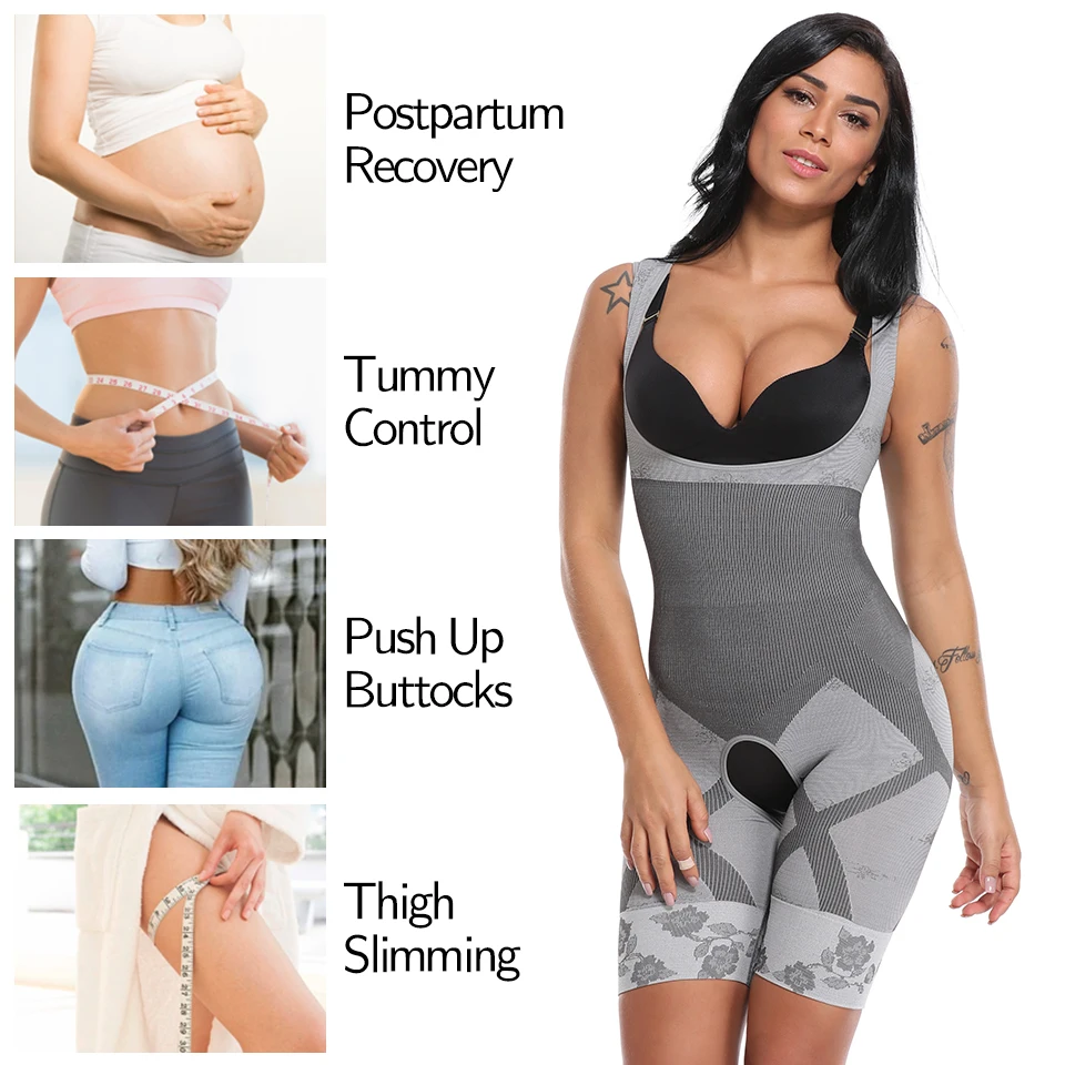 Women Shapewear Postpartum Bodysuits Corrective Underwear Slimming Full Body Shaper Waist Trainer Bodysuit Fajas Colombianas