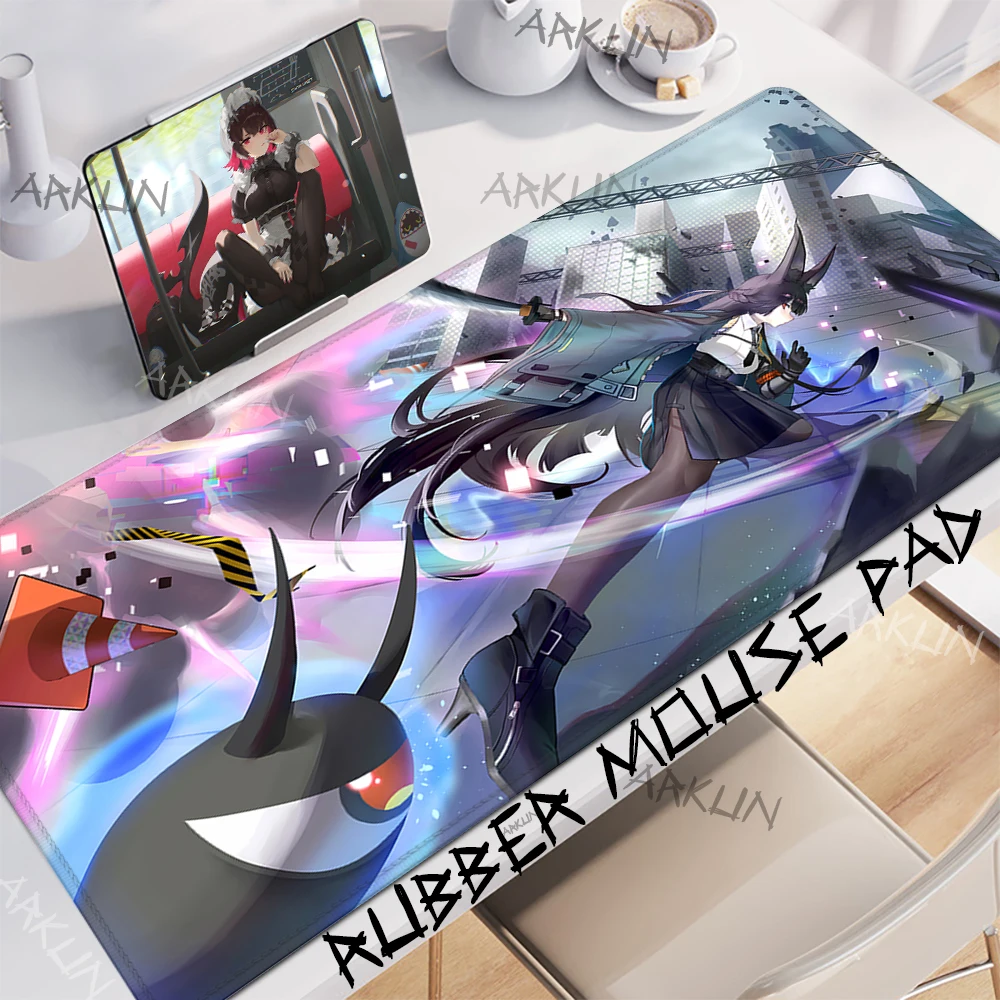 XXL Kawaii Pretty Cool Miyabi Hoshimi Popular Top Zenless Zone Zero Lock Edge Mouse Pad Large Computer Gaming Keyboard Desk Mat