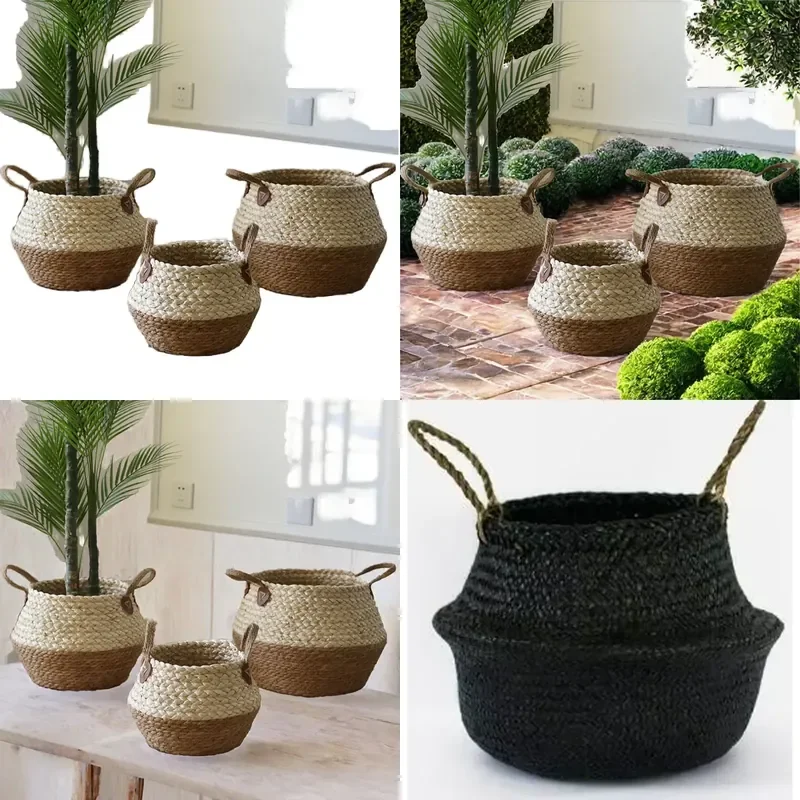 for Natural Seaweed Belly Pocket Water Hyacinth Treatment Household Eco-friendly Storage Basket Wholesale Factory