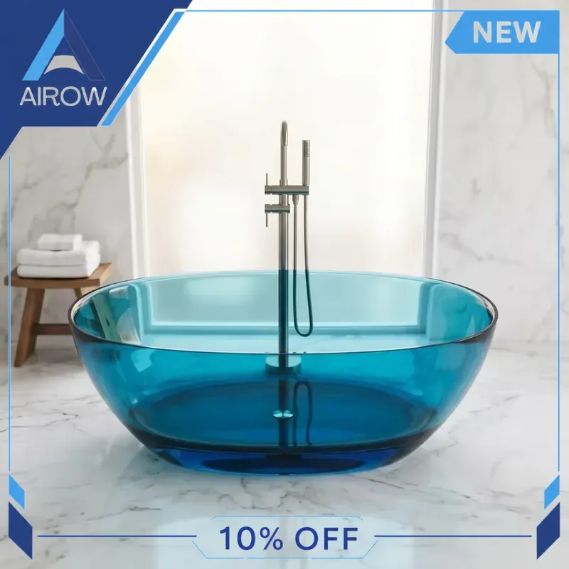 for Transparent Resin FRP Bathtub Colorful Clear Fiberglass Soaking Tub Custom Acrylic Look Composite Bath Home Spa Decor