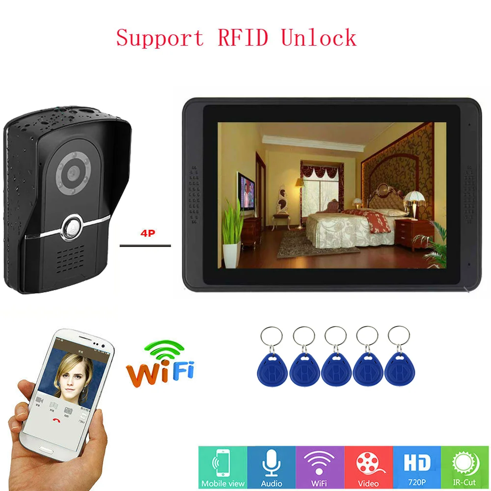 SmartYIBA Campainha Inteligente Tuya WiFi Vídeo Porta Telefone Câmera RFID Acesso Edifício Visual Intercom Chamada kit Campainha da Porta