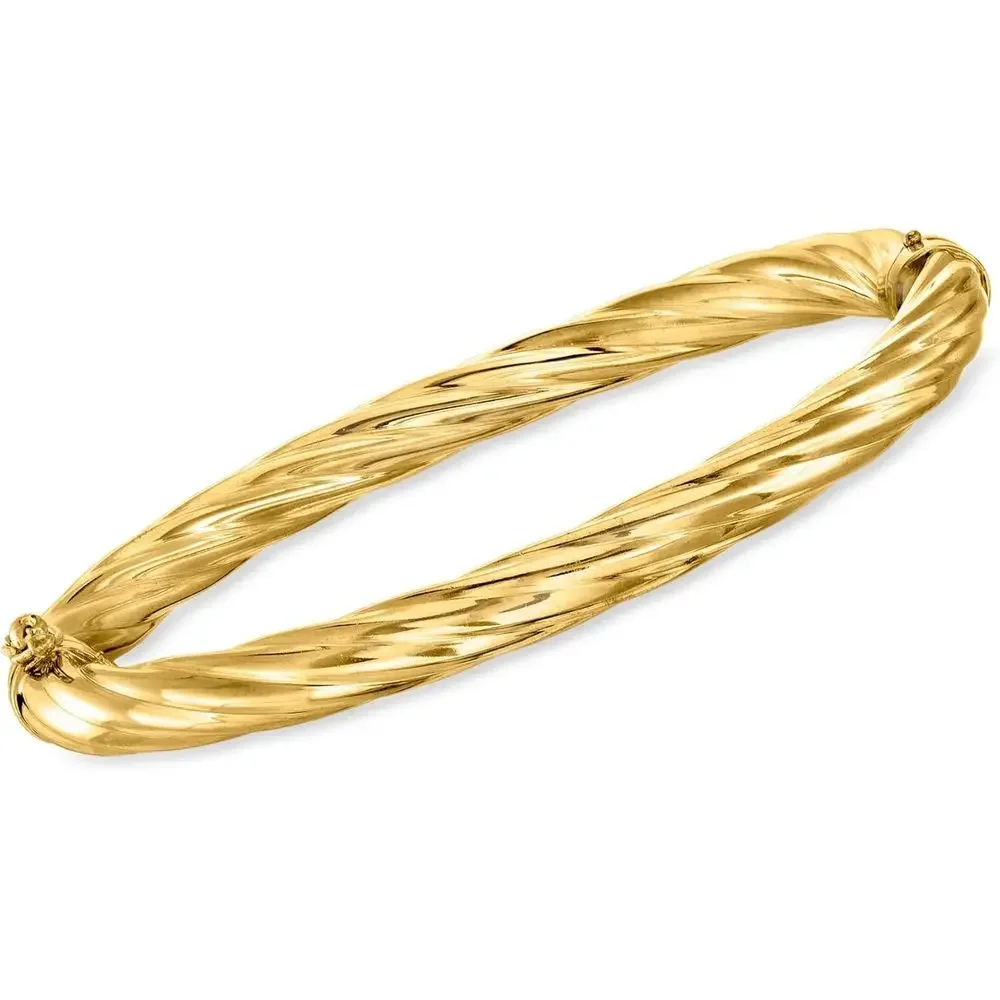 Ross-Simons Italian 6mm 18kt Gold Over Sterling Twisted Bangle Bracelet