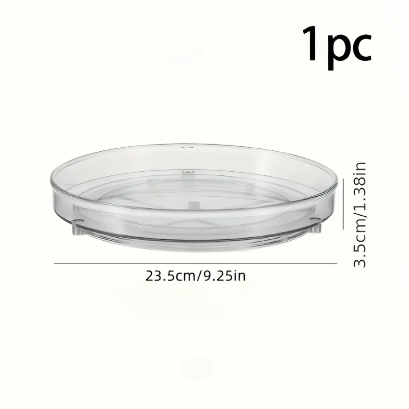 Transparent Plastic Rotating Storage Basket, with Opened Cover, for Bathroom, Kitchen Cabinet, Spice Rack,Cabinet Turntable Rack
