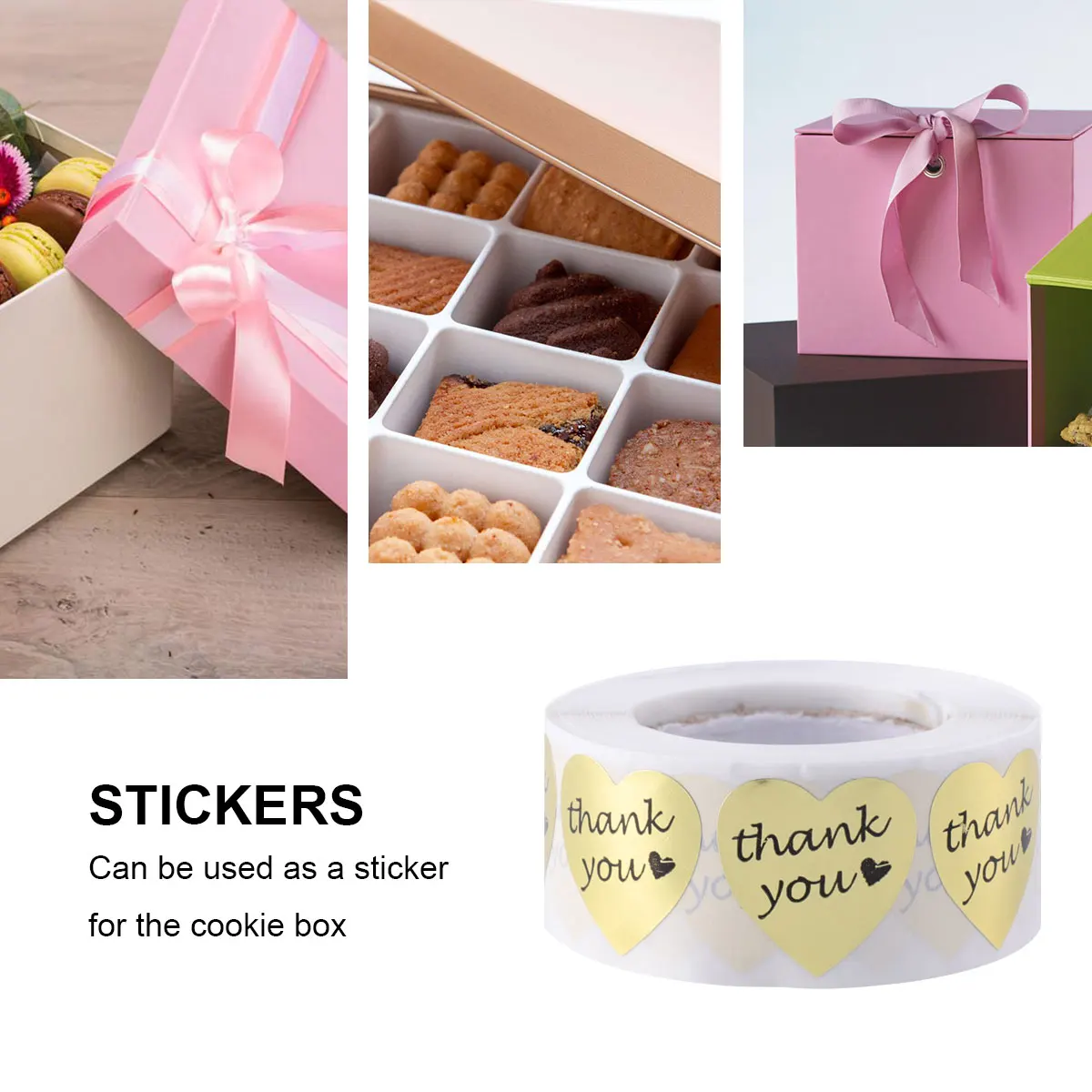 

1 Roll Golden Heart Shape Stickers Thank You Sealing Labels For Gift Box Party Baking Sticker Stationery Diy Business Bags High