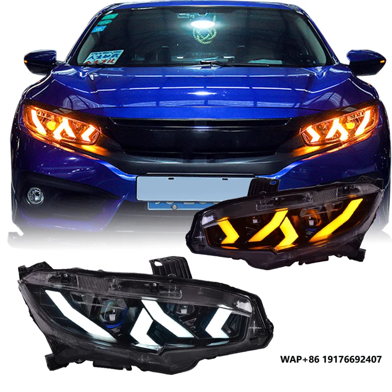 

For ’Honda for Civic 10th Gen 2016-2021 LED Headlight Upgrade 12V Sequential Turn Signal DRL Headlamp DRL LED Projectors