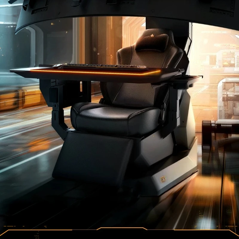 E-sports cabin E-sports warehouse Ergonomic chair Computer game table and chair integrated space cockpit