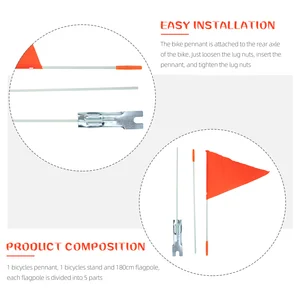 Fiberglass High Visibility Bike Flagge Pole Set, Sicherheitsflagge, Fahrradanhänger, Montageunterstützung, Kinder im Freien 8 Hauptverkaufssignalzeichen - №3