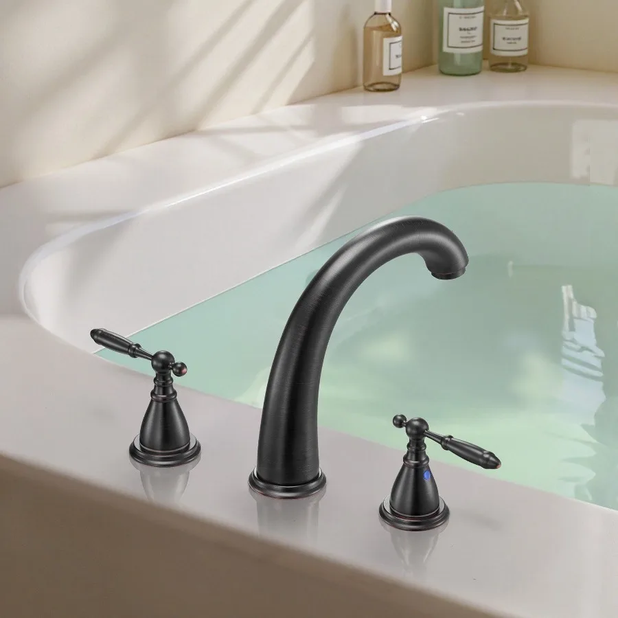 

Смеситель для римской ванны, 3-луночный смеситель для ванны с водопадом, набор смесителей для ванны на гибкой стойке с 2 ручками, римские смесители для ванны, крепление на палубу