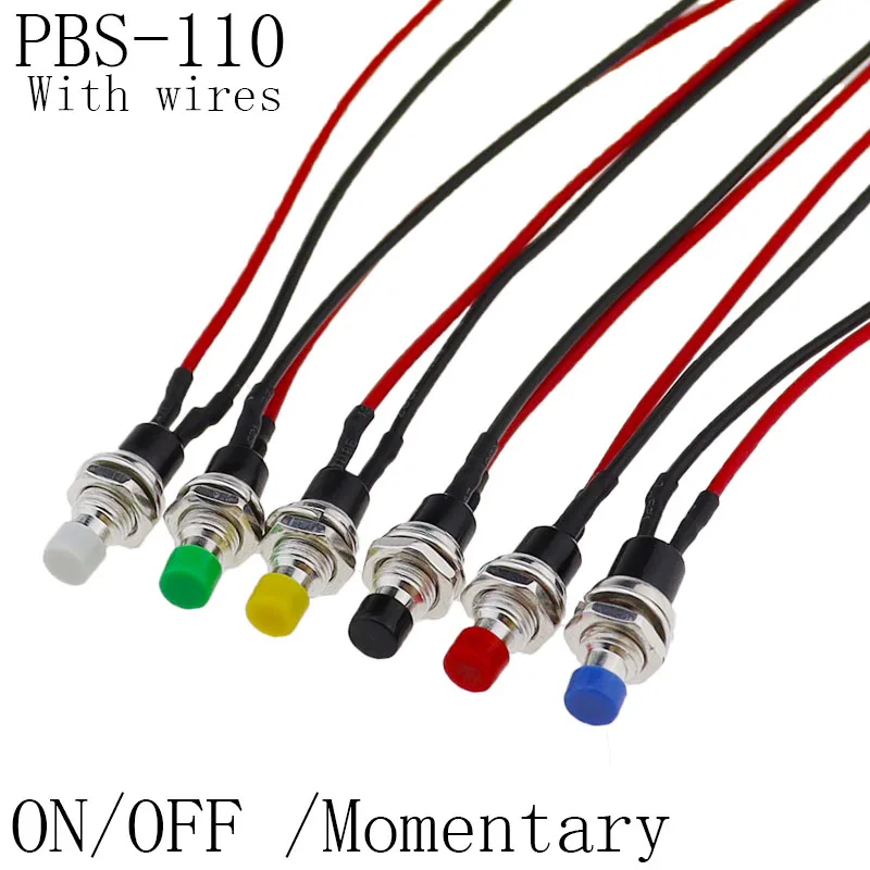 5pcs PBS-110 small button switch  jog reset normally open/normally closed 7MM press on/off strip line